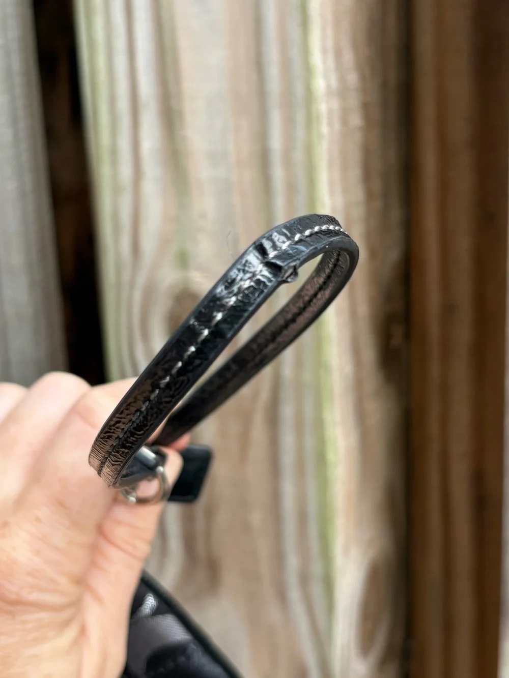 Coach Black and Silver Lurex Signature Wristlet